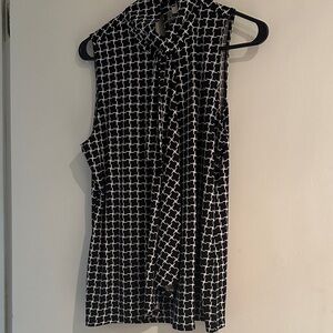 White House Black Market Geometric Black and White Blouse